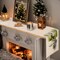 Christmas Cotton Linen Table Runner 72inch Elk Pattern Embroidery Farmhouse Xmas Tree Reindeer Table Runners for Dinning Table,Farmhouse Kitchen Decor,Holiday Dinner Decoration(White
